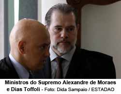 Ministros do Supremo Alexandre de Moraes e Dias Toffoli - Foto: Dida Sampaio / ESTADAO
