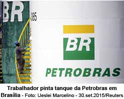 Trabalhador pinta tanque da Petrobras em Braslia - Foto: Ueslei Marcelino - 30.set.2015/Reuters
