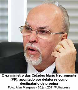 O ex-ministro das Cidades Mrio Negromonte (PP), apontado por delatores como destinatrio de propina - Alan Marques - 26.jan.2011/Folhapress