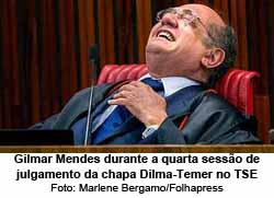Um comportamento inconveniente. Gilmar Mendes, durante julgamento da chapa Dilma-Temer no TSE - Foto: Marlene Bergamo / Folhapress