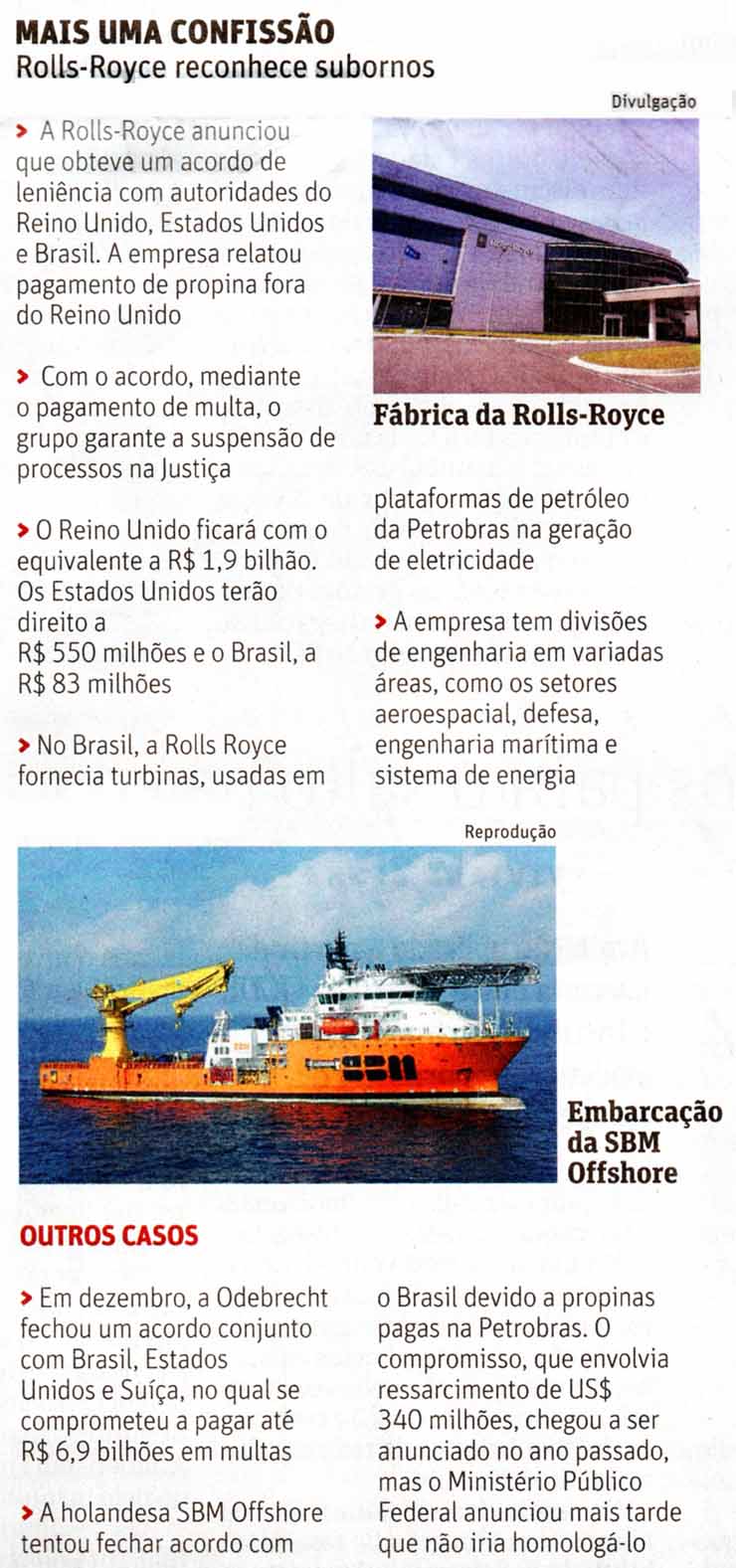 Rolls-Royce: Mais uma confisso / Folha de So Paulo / 17.01.2017