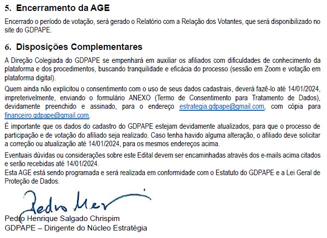 GDPAPE - Comunicado 162 - 06/01/2024