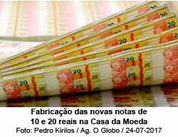 Fabricao das novas notas de 10 e 20 reais na Casa da Moeda - Pedro Kirilos/Agncia O Globo/24-07-2017