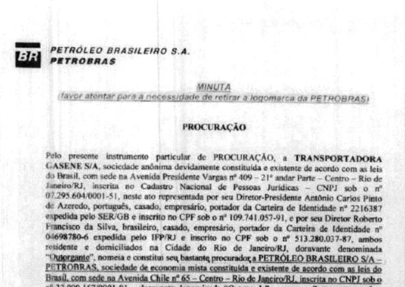 O GLOBO - 08/01/15 - Procurao da Petrobras com aviso para que o logotipo fosse ocultado - Reproduo