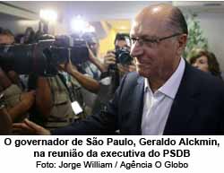 O governador de So Paulo, Geraldo Alckmin, na reunio da executiva do PSDB - Jorge William / Agncia O Globo