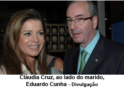 Cludia Cruz, ao lado do marido, Eduardo Cunha - Divulgao