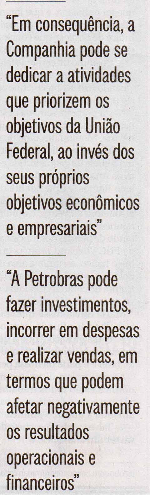 Trechos do relatrio da Petrobras - O Globo 10.06.2016