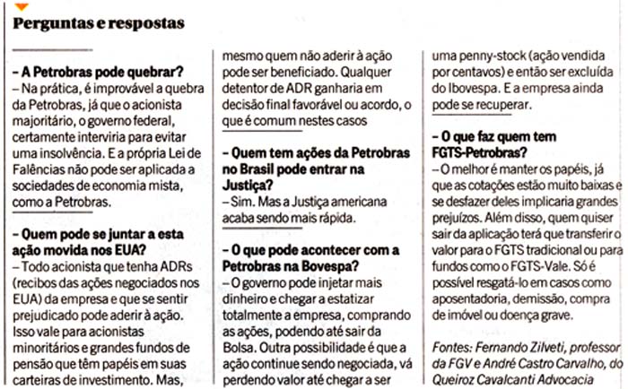 O Globo - 10/12/14 - PETROBRAS: Ao contra pode atingir US$ 100 milhes