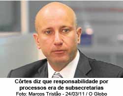 Crtes diz que responsabilidade por processos era de subsecretarias - Marcos Tristo - 24/03/11 / O Globo