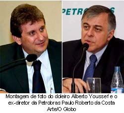 Montagem de foto do doleiro Alberto Youssef e Paulo Roberto Costa na CPI da Petrobras - Arte / O Globo