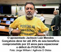 O aposentado Jackson Luiz Mendes Gonalves deve ter at 26% do seu benefcio comprometido para equacionar o dficit do Postalis - Foto: Jorge William / Agncia O Globo