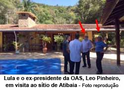 Lula e o ex-presidente da OAS, Leo Pinheiro, em visita ao stio de Atibaia. Foto reproduo