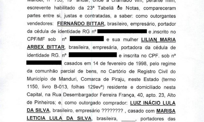 Documento elaborado por escrevente para passar stio de Atibaia para o nome de Lula - Reproduo/PF