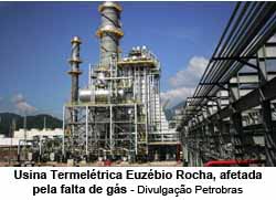 Usina Termeltrica Euzbio Rocha, afetada pela fata de gs - Divulgao / Petrobras