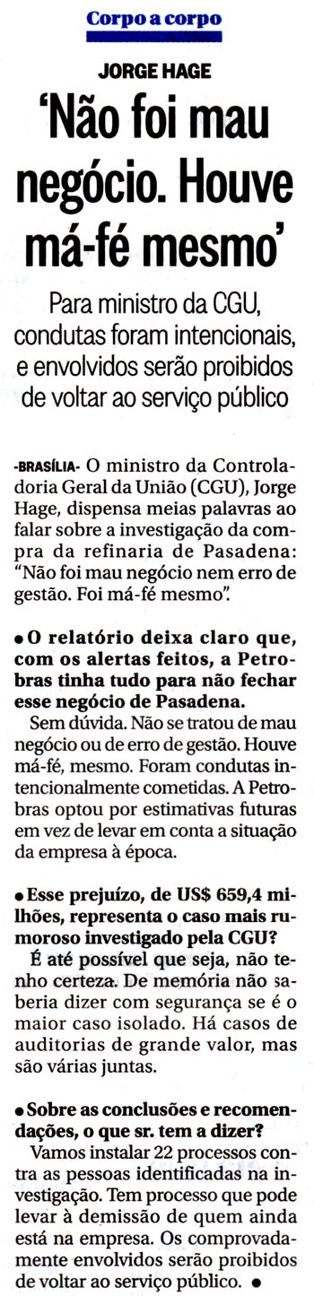 O Globo - Pas - 18/12/2014 - PETROBRAS: CGU aponta prejuzo de US$ 650 mi - Editoria de Arte