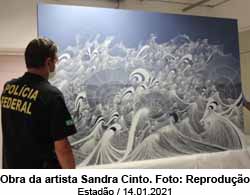 Pintura de Sandra Cinto, apreendida com os filos de Edson Lobo