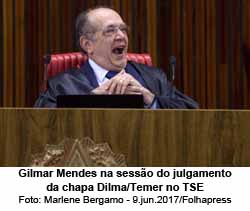Gilmar Mendes durante julgamento da chapa Dilma-Temer - Foto: Marlene Bergamo / 9.jun.2017 / Folhapress