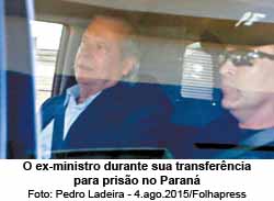 O ex-ministro durante sua transferncia para priso no Paran - Foto: Pedro Ladeira - 4.ago.2015/Folhapress