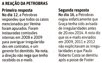 Folha de So Paulo - Poderv - 17/12/2014 - PETROLO: Petr4obras diz s recebeu elertas este ano