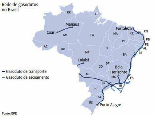 Rede da gasodutos - Folhapress