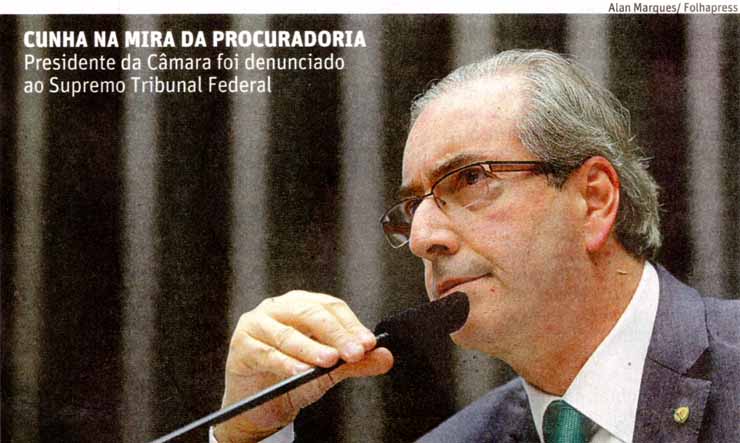 Folha de So Paulo - 21/08/15 - CUNHA: Na mira da Procuradoria - Foto: Alan Marques/Folhapress