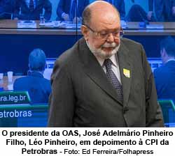Folha de So Paulo - 22/01/16 - O presidente da OAS, Jos Adelmrio Pinheiro Filho, Lo Pinheiro, em depoimento  CPI da Petrobras - Ed Ferreira/Folhapress