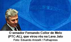 O senador Fernando Collor de Melo (PTC-AL), que virou réu na Lava Jato - Foto: Eduardo Anizelli / Folhapress
