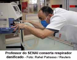 Professor do SENAI conserta respirador danificado em meio  pandemia do coronavrus em So Paulo - Foto: Rahel Patrasso / Reuters