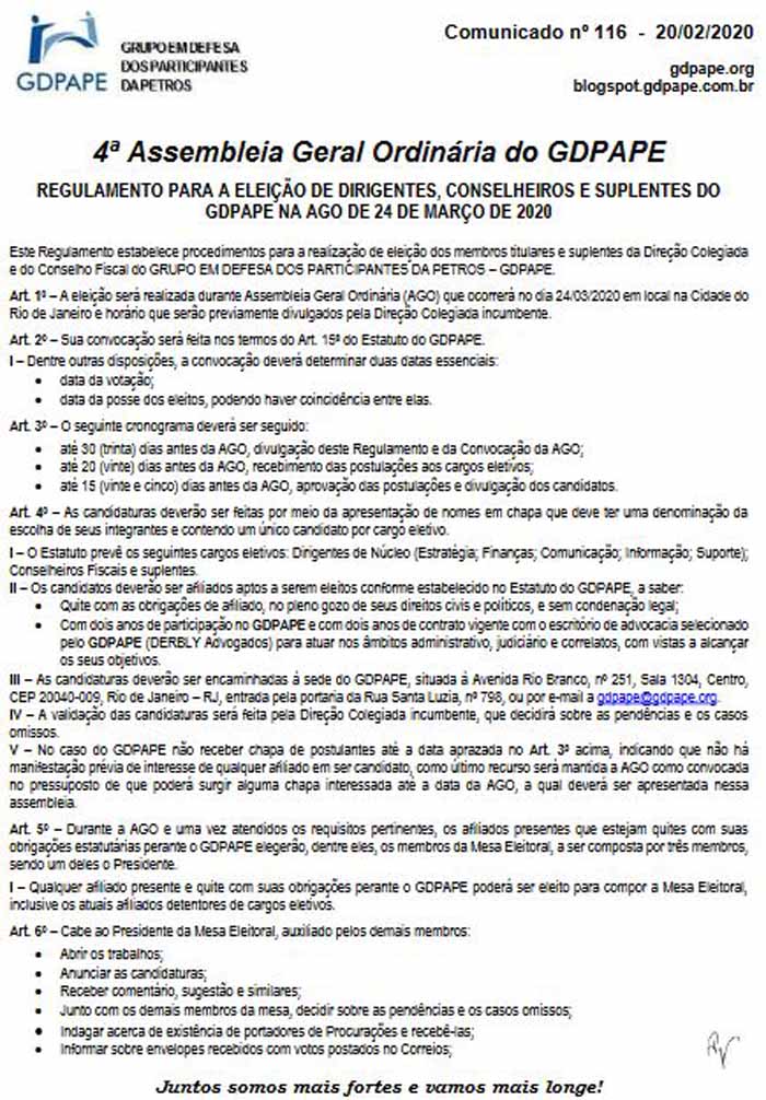 Comunicado 116/2020