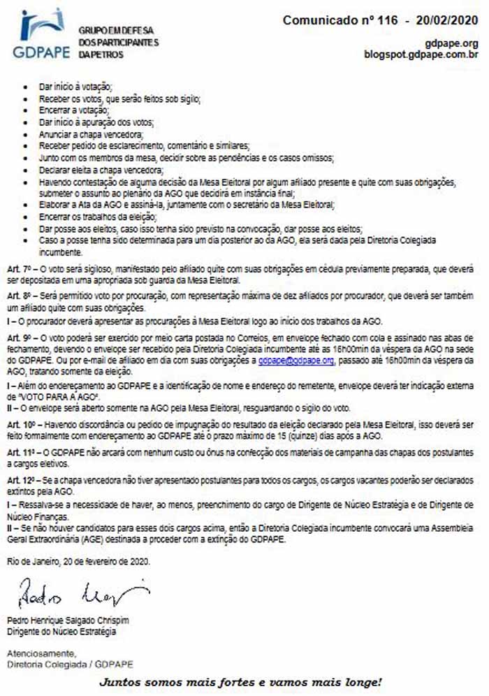 Comunicado 116/2020