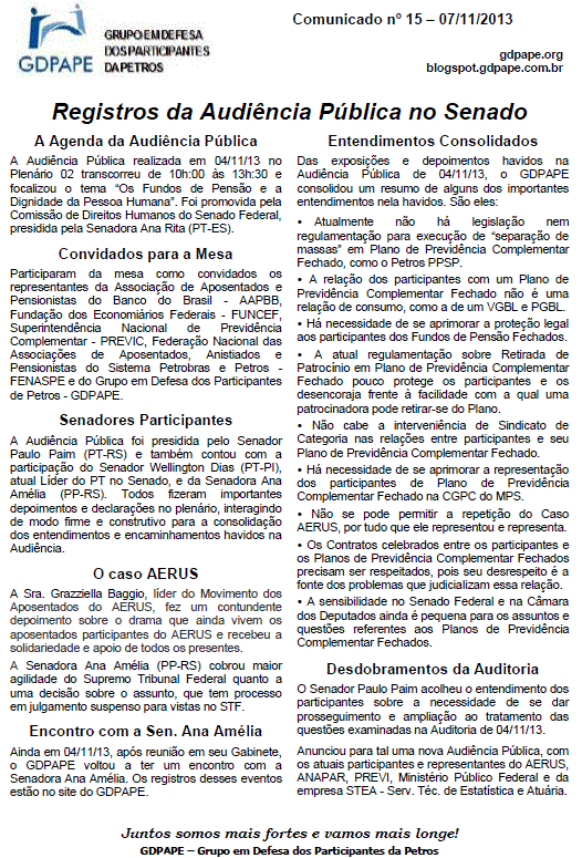 Comunicado 15/2013