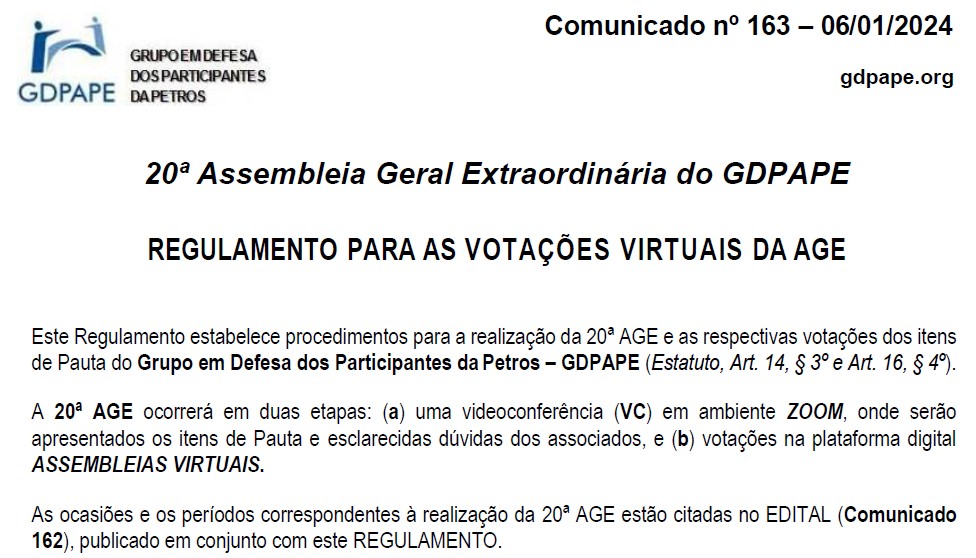 GDPAPE - Comunicado 163 - 06/01/2024