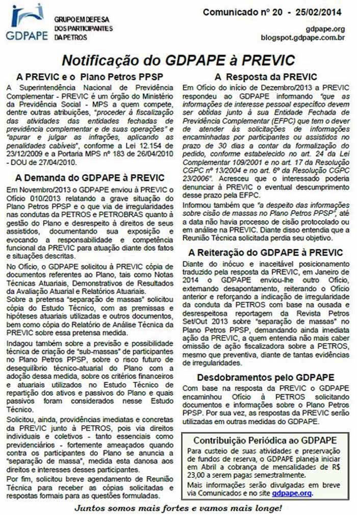 Comunicado 20/2014