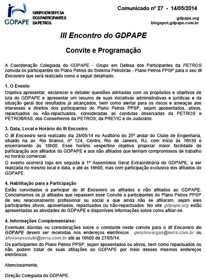 Comunicado 27/2014