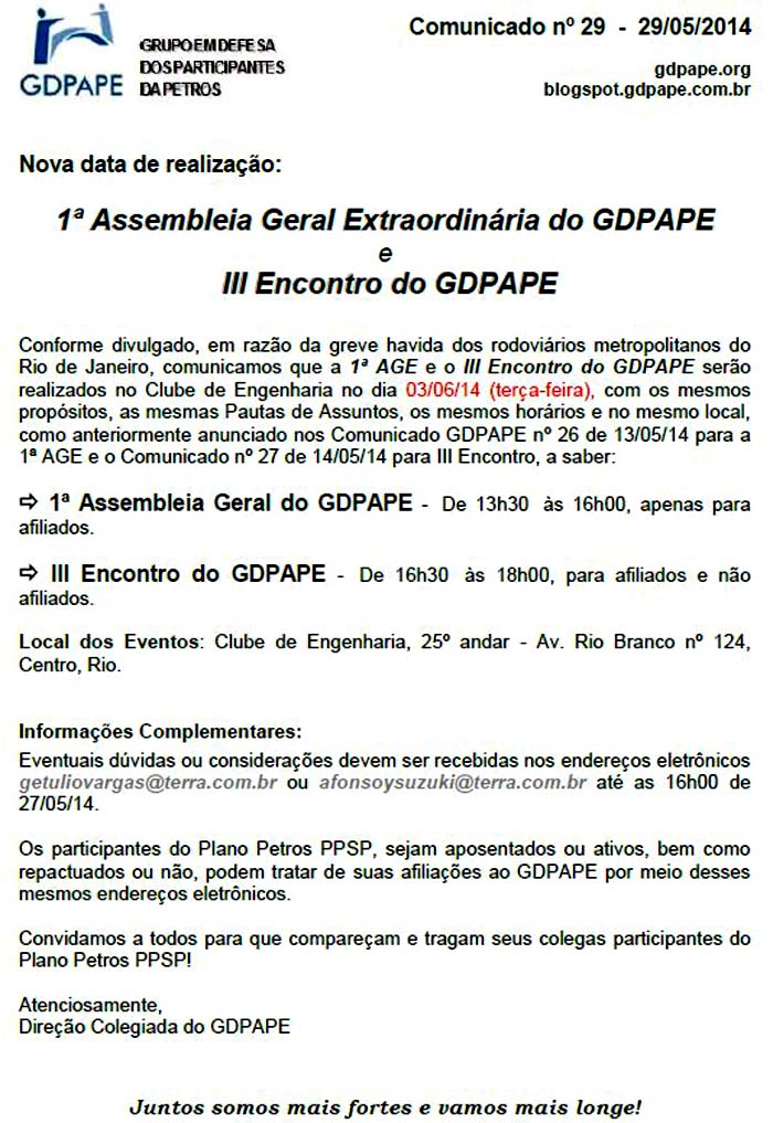 Comunicado 29/2014