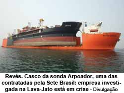 Revés. Casco da sonda Arpoador, uma das contratadas pela Sete Brasil: empresa investigada na Lava-Jato está em crise - Divulgação / Divulgação