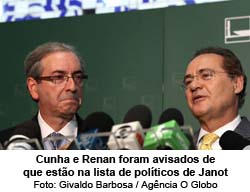 O Globo - 04/03/2015 - PETROLO: Renan e Cunha na lista - Foto: Givaldo Barbosa / Agncia O Globo