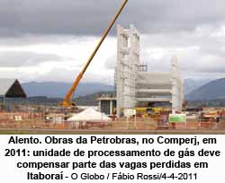 Alento. Obras da Petrobras, no Comperj, em 2011: unidade de processamento de gs deve compensar parte das vagas perdidas em Itabora - O Globo / Fbio Rossi/4-4-2011