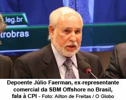 Depoente Júlio Faerman, ex-representante comercial da SBM Offshore no Brasil, fala à CPI - Ailton de Freitas / O Globo
