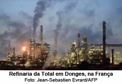 Refinaria da Total em Donges, na Frana. Foto: Jean-Sebastien Evrard/AFP