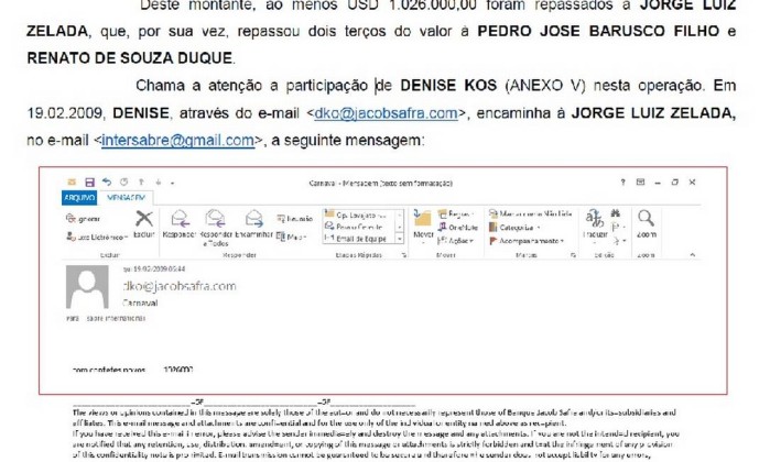 O Globo - 24/10/15 - E-mail anexado às investigações com o assunto “carnaval” - Reprodução PF