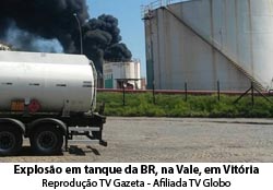 O Globo - 27/08/2015 - Exploso em tanque da BR, na Vale, em Vitria - Reroduo TV Gazeta