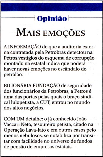 O Globo - 31/12/14 - PETROLO: Petros, Transpetro e BR fazem auditoria